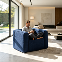 Canapé gonflable moderne en PVC écologique bleu avec pompe à air intégrée pour salon, chambre à coucher, extérieur, jardin