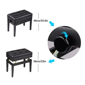 Banco de <span class=keywords><strong>Piano</strong></span> Ajustable de Madera con Cojín Acolchado y Almacenamiento para Partituras, Color Negro - Product Image 2