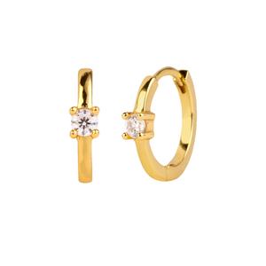 2025 Manufacturer Exquisite Fashionable Simple 925 <b>Sterling</b> <b>Silver</b> Jewelry 18k Gold Plated Diamond <b>Hoop</b> Earrings - Product Image 1