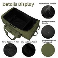 Sac de voyage à roulettes robuste en polyester vert olive, grande capacité, avec poignée de transport et base à trois roues, chariot de transport lourd