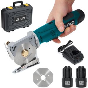 VLOXO Tijera Eléctrica Inalámbrica de 12V para Cartón, Cortador de Cuchilla Redonda de 90mm, Máquina Recortadora de Láminas de Embalaje de 25mm, Modelo 6090 - Product Image 1