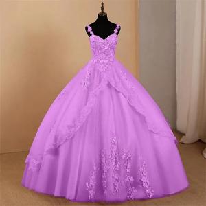 新しい赤いウェディングドレスエレガントな刺繍赤プラスサイズのプロムドレスブルゴーニュウェディングドレス - Product Image 6