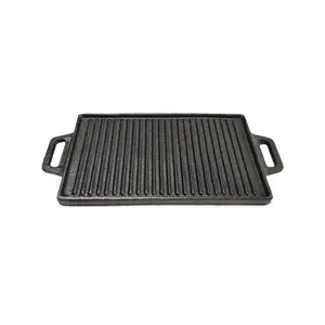 Rectangle Grilling Pan And Skillet Nonstick Pre-seasoned Cast Iron Reversible Griddle Plate For For Stove