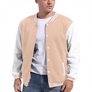 Chaqueta Varsity para Hombre, Estilo Béisbol, Color Sólido, Lona, Ropa Casual de Otoño, Cuello Camisero, Corte Regular - Product Image 1