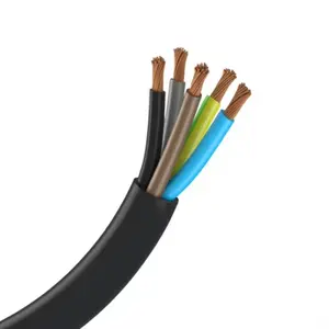 Fabricante 5 Core 2,5mm cable eléctrico de cobre negro Cable de goma plana para construcción