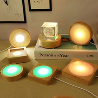 Base lumineuse LED ronde carrée en bois massif pour tasses et bouteilles, support de charge, lumière de fond pour veilleuse DIY faite à la main