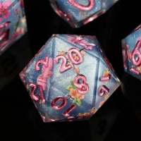 LuxeRoll – Nouvel ensemble de dés polyédriques en résine à bords tranchants, motif fleurs de cerisier des lacs Fuji, 7 pièces, pour collection de jeux de société TRPG