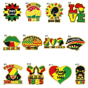 Patchs brodés thermocollants scintillants pour Afro-Américains, commémorant la Libération des esclaves noirs et le Jour de l'Émancipation du 1865 Juneteenth, contre le racisme - Product Image 2