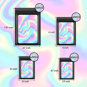 Sacs en <span class=keywords><strong>film</strong></span> polyester désodorisant refermables les plus vendus emballage en plastique de stockage d'aliments à fermeture éclair en polyéthylène holographique pour la maison - Product Image 6