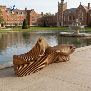 Ensemble de chaises d'attente décoratives en bois, autres meubles commerciaux, banc public, canapé, siège en bois - Product Image 3