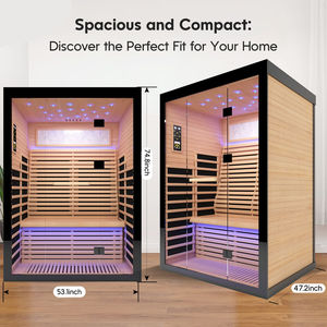 Sauna Tradicional de Madera de Hemlock para 1-2 Personas, Sauna de Vapor Seco con Infrarrojos Lejanos para el Hogar, Venta Directa de Fábrica - Product Image 2