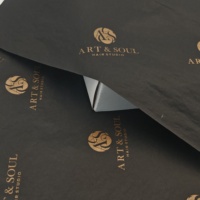 Papier de soie écologique noir sans odeur, logo doré imprimé, personnalisé, emballage de vêtements, emballage cadeau, vente en gros