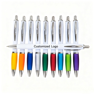 Stylo publicitaire personnalisé avec impression de logo, stylo à bille en plastique multicolore, cadeau promotionnel pour entreprise - Product Image 1