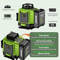 Kit de niveau laser vert à 16 lignes - 4x360 4D à auto-nivellement, base rotative à lignes croisées, 17,7x5,7 pouces pour la construction et l'usage domestique