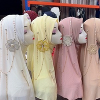 Hijab à franges en cristal tendance, turban à appliques florales fait main pour femmes, facile à enfiler, confortable