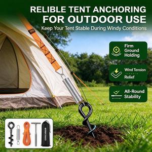 Kit Ancoraggio per Tenda con Molle Ammortizzanti, Viti a Spirale Robuste con Cinghie Regolabili per Tende da Campeggio e Verande - Product Image 5