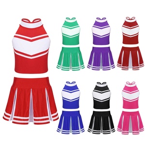 Ensemble haut sans manches à fermeture éclair et jupe plissée pour enfants, <span class=keywords><strong>costume</strong></span> de scène scolaire, performance, cosplay, fête, pom-pom girl pour filles - Product Image 6