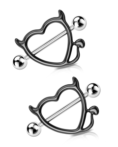 Devil Heart <strong>Nipple</strong> <strong>Rings</strong> Surgical Steel 316L <strong>Nipple</strong> Piercing Bar Piercing Jewelry <strong>for</strong> Women <strong>Men</strong> - Product Image 4
