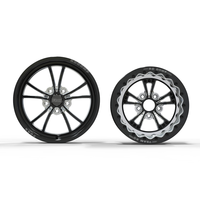 Jantes forgées Drag Racing 17x4.5 15x12 5x114.3 5x120.65 à cinq branches, à déport profond, noir brillant fraisé pour Mustang Camaro