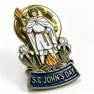 Insignia de Metal Esmaltada Personalizada para el Día de San Juan con Antorcha y Llama, Souvenir Religioso, Deportivo y de Moda - Product Image 2