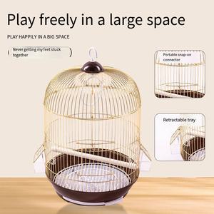 Portable Outdoor <strong>Bird</strong> Cage Electroplated <strong>Gold</strong> with Elevated <strong>Nest</strong> Button Closure Metal Villa for Dogs <strong>Birds</strong> Colorful Design - Product Image 4