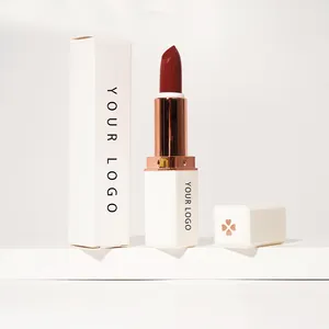 Logotipo personalizado Maquiagem de alto pigmento Cosméticos Atacado Smooth Matte Lipstick Logotipo personalizado Nude Waterproof Matte Lipstick