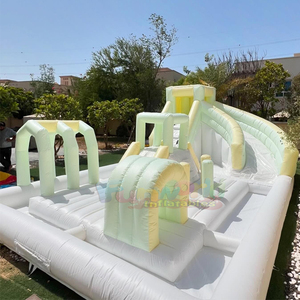 Parc de jeux gonflables extérieur avec château gonflable, aire de jeux aquatique, parcours d'obstacles et toboggan aquatique - Product Image 2