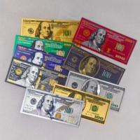 Billet de banque commémoratif en plastique plaqué or, motif billet de banque américain, couleurs noir, rouge, or, argent, en gros, en stock