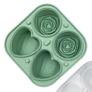 2024 cấp thực phẩm BPA FREE 4 sâu răng tăng Yêu Thương tình yêu hình trái tim Silicone khuôn băng dễ dàng phát hành Ice Cube khay với nắp - Product Image 4