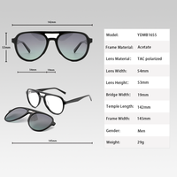 Lunettes optiques de haute qualité à monture en acétate tendance avec clip magnétique, design double pont, lunettes de soleil pour hommes et femmes