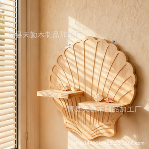 Simple wooden <b>wall</b>-<b>mounted</b> <b>shelf</b> for home living room, single-board <b>shelf</b>, solid wood <b>wall</b>-<b>mounted</b> storage rack - Product Image 3