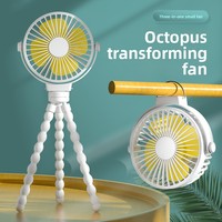 Mini-ventilateur portable 2-en-1 style pieuvre, rechargeable par USB, batterie intégrée, silencieux, pour poussette de bébé, logo personnalisé OEM