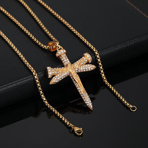 Hip Hop Jesús religión cristianismo no deslustre Zirconia cúbica no deslustre impermeable Acero inoxidable joyería colgantes hombre - Product Image 5