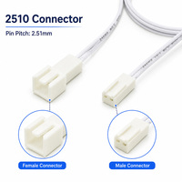 Lampu Kabinet LED Kabel Ekstensi 2M 12-24Vdc Maks 3A Kawat 20AWG dengan Konektor Pria/Wanita 2510 Plug-and-Play Tahan Lama
