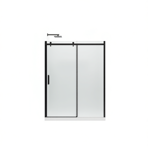 Puerta Corredera de Vidrio para Ducha, Vidrio Templado de 5/16 Pulgadas, Marco Negro Mate, Diseño Minimalista, Mampara de Ducha Rectangular - Product Image 1