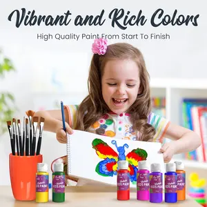 24 Colors 2 Oz /60ml Each Regular Fluorescent And Metallic Kids Safe Non-Toxic Washable Hand Finger Tempera Finger Paints Sets