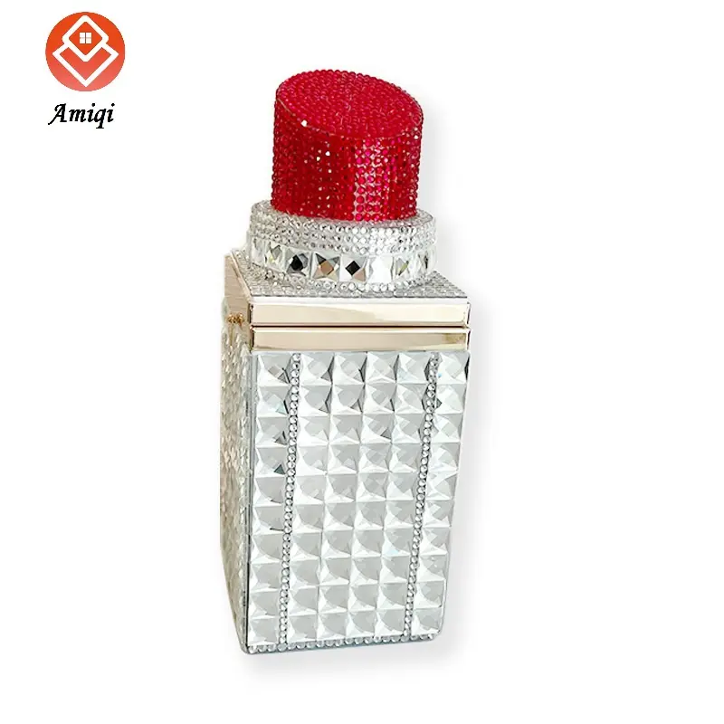 AMIQI YW38 Fashion Red Lipstick Purses Handbag Luxury Women Evening Bag Designer Wallet Bridal Crystal Clutches Shoulder bag