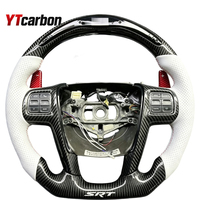 Volant de direction en cuir noir perforé avec fibre de carbone, personnalisé avec LED intelligentes violettes, modifié pour Chrysler 300, par YTcarbon Support.