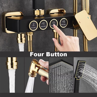 Ensemble de douche mural intelligent de luxe noir et or de haute qualité avec bidet