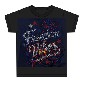 Transferencia de Diamantes de Imitación con Diseño 'Freedom Vibes America 250 Años' para el 4 de Julio, Decoración Americana para Camisetas - Product Image 1