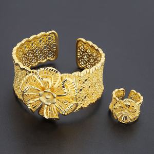 โรงงาน Jxx ผลิตชุดเครื่องประดับชุบทอง 24K คุณภาพสูง ดีไซน์ดอกไม้สำหรับผู้หญิง เหมาะสำหรับงานแต่งงาน ของขวัญ สไตล์ดูไบ ผู้หญิงอินเดีย - Product Image 3