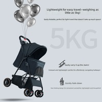 Poussette pliable pour animaux de compagnie en un clic, pour chiens et chats de petite et moyenne taille, chariot de voyage à 4 roues pour chiens et chats, poussette avec porte-gobelet et sac de rangement
