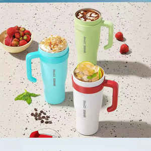 40oz Modern Stainless Steel <b>Large</b> Capacity Vacuum Insulated Straw Cup with Handle Leak-Proof - Product Image 1