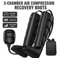 Masseur de pieds et de jambes à compression d'air, 5 chambres, 6 modes, bottes de récupération séquentielle professionnelles, 8 niveaux d'intensité, pressothérapie