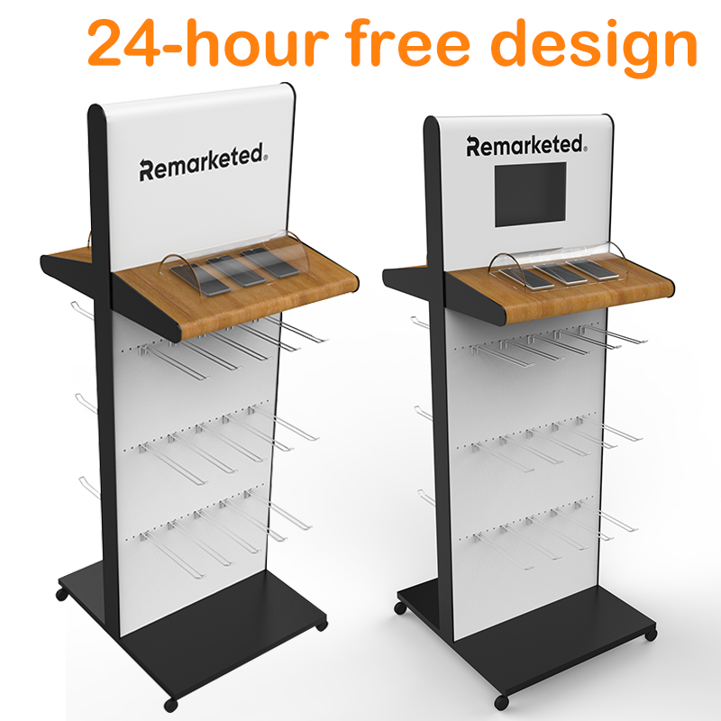 Apache Customized Pegboard Cellphone Accessories Display Stand With Hooks for Phone Case Cables Chargers Power Bank — view 2