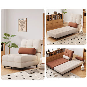 Divano Letto Pieghevole - Moderna Poltrona Letto Singola Estraibile Beige, Divano Trasformabile Salvaspazio per Piccoli Soggiorni - Product Image 4