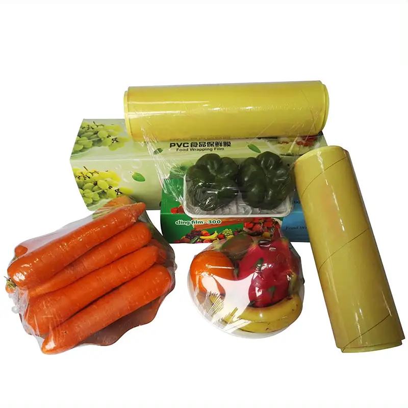 Custom Plastic Food Wrap Pvc Huishoudfolie Vers Deksel Wrap Food Grade Verpakking Plastic Rolfolie Fabrikant