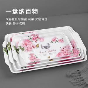 Floral Melamine Serving <b>Tray</b> Rectangular Food Grade Durable Household Storage <b>Tray</b> - Product Image 3