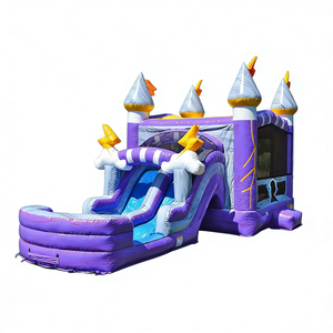 Château gonflable commercial Thunder Castle avec double toboggan, combo de fête en plein air, château de saut pour les événements d'anniversaire des enfants - Product Image 2