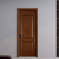 Portes intérieures en bois de teck massif avec plaque en cristal de carbone de couleur cerise, design contemporain avec serrure intelligente